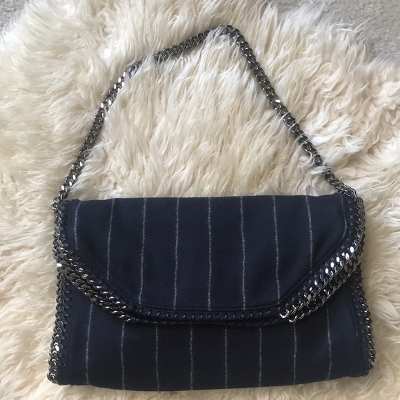 Stella McCartney Handbags - Stella McCartney Falabella Pinstripe Fold-Over Tote